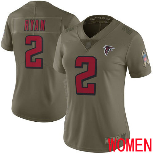 Atlanta Falcons Limited Olive Women Matt Ryan Jersey NFL Football #2 2017 Salute to Service->youth nfl jersey->Youth Jersey
